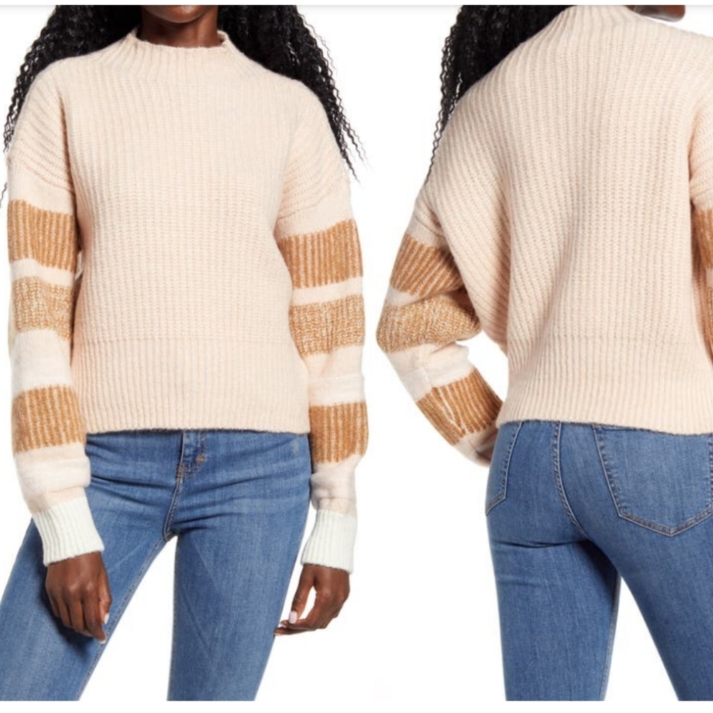 Topshop pink stripe sweater
